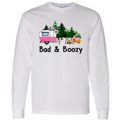 Bad And Boozy Flamingo Drinking Beer Camping for Camp Lover Shirt