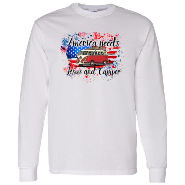 America Needs Jesus and Camper Hippie Van Shirt