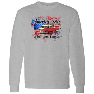 America Needs Jesus and Camper Hippie Van Shirt