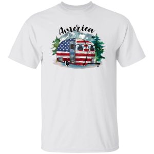America Camping Car Forest Mountain Shirt