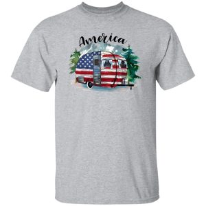 America Camping Car Forest Mountain Shirt