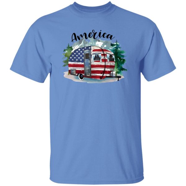 America Camping Car Forest Mountain Shirt