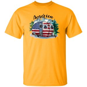 America Camping Car Forest Mountain Shirt