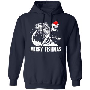 Christmas Santa Hat Fishing Lover Shirt, Merry Fishmas Shirt