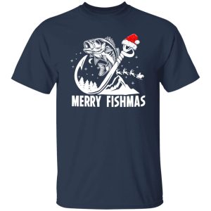 Christmas Santa Hat Fishing Lover Shirt, Merry Fishmas Shirt