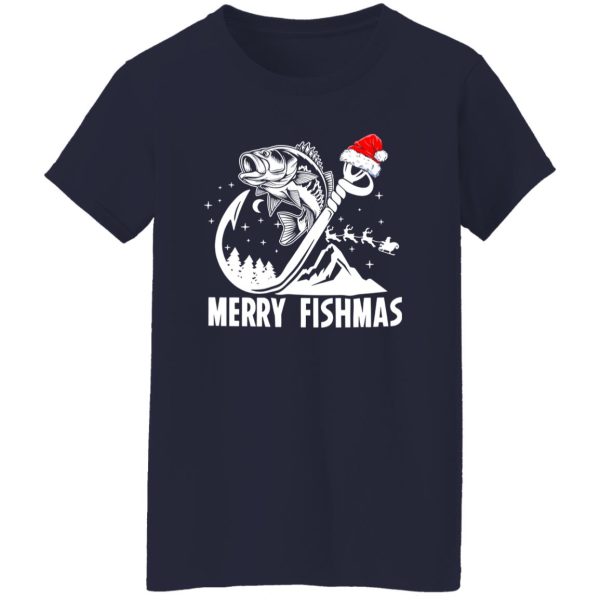 Christmas Santa Hat Fishing Lover Shirt, Merry Fishmas Shirt