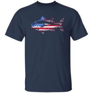 Fish Shirt, Tuna Fishing American Flag Giant Bluefin Fish Fisherman Shirt