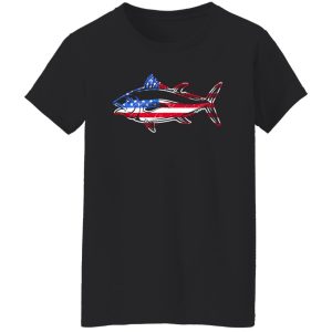 Fish Shirt, Tuna Fishing American Flag Giant Bluefin Fish Fisherman Shirt