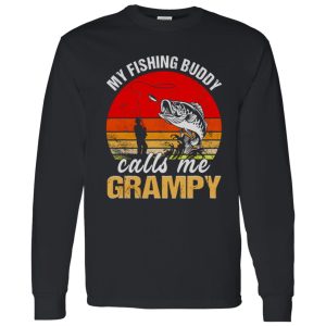 Fish Shirt, Vintage My Fishing Buddy Calls Me Grampy Family Fathers Day Shirt