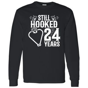 Married 24 Years Fishing Couple 24th Wedding Anniversary Shirt