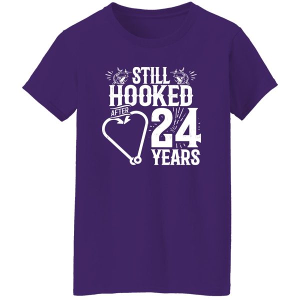 Married 24 Years Fishing Couple 24th Wedding Anniversary Shirt