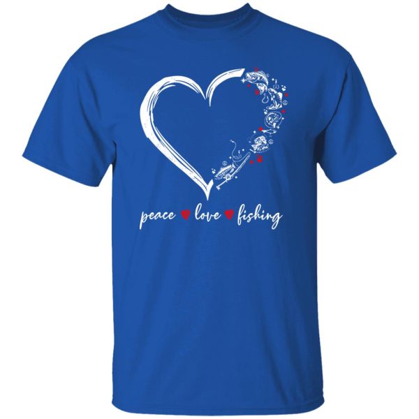 Peace Love Fishing Cute Fisher Gifts Heart Fishing Shirt