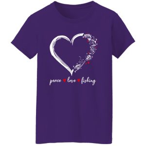 Peace Love Fishing Cute Fisher Gifts Heart Fishing Shirt