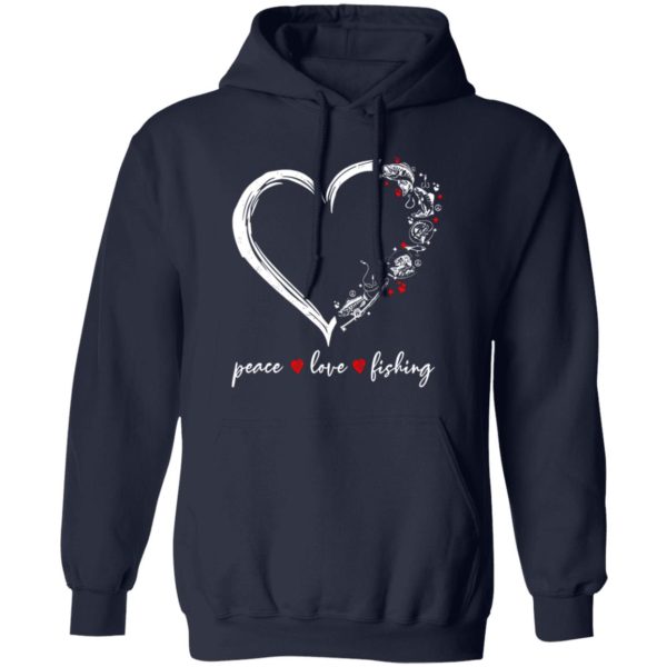 Peace Love Fishing Cute Fisher Gifts Heart Fishing Shirt