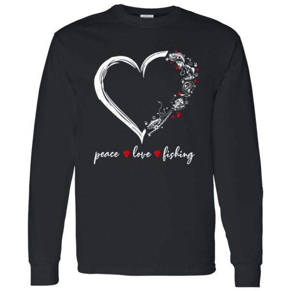 Peace Love Fishing Cute Fisher Gifts Heart Fishing Shirt