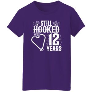 Married 12 Years Fishing Couple 12th Wedding Anniversary Shirt