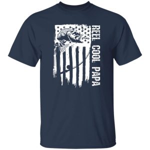 Reel Cool Papa Fishing Patriotic American Flag Usa Shirt