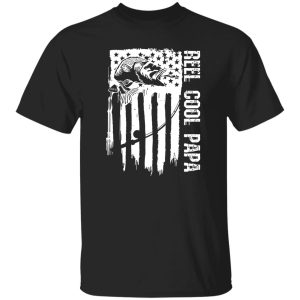 Reel Cool Papa Fishing Patriotic American Flag Usa Shirt