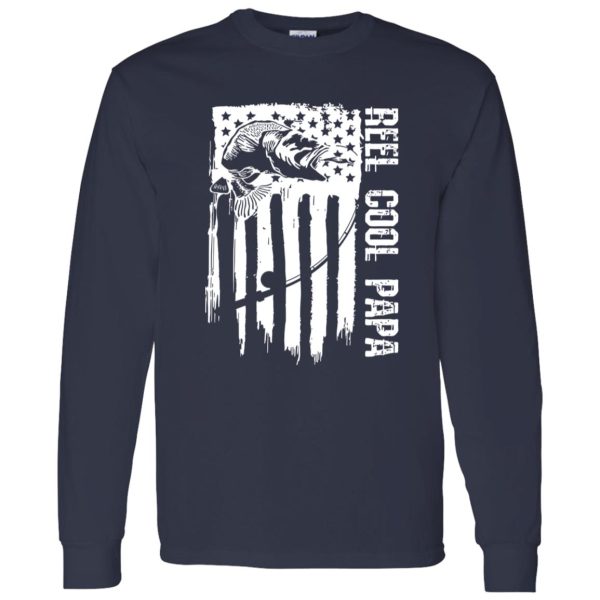 Reel Cool Papa Fishing Patriotic American Flag Usa Shirt