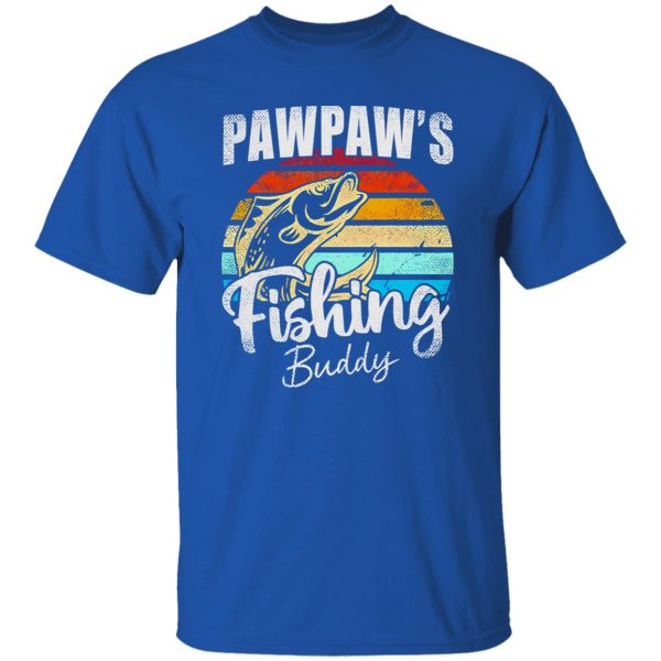 Cool Fishing Shirt, Vintage Pawpaw’s Fishing Buddy Kids Funny Retro Sunset Shirt