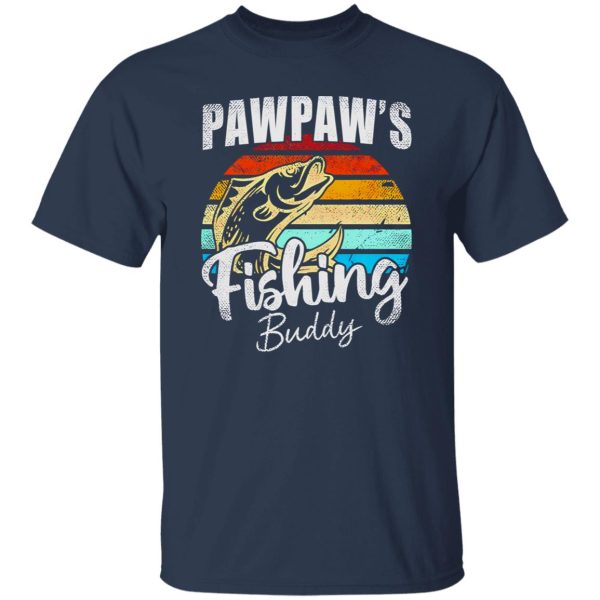 Cool Fishing Shirt, Vintage Pawpaw’s Fishing Buddy Kids Funny Retro Sunset Shirt