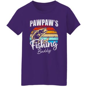 Cool Fishing Shirt, Vintage Pawpaw’s Fishing Buddy Kids Funny Retro Sunset Shirt