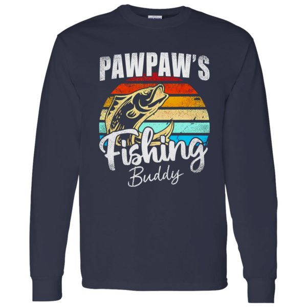 Cool Fishing Shirt, Vintage Pawpaw’s Fishing Buddy Kids Funny Retro Sunset Shirt