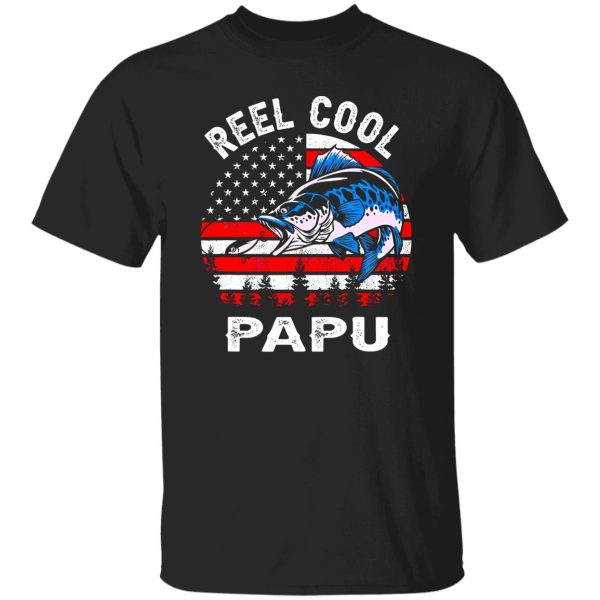 Fathers Day Us Flag Vintage Reel Cool Papu Fishing Shirt