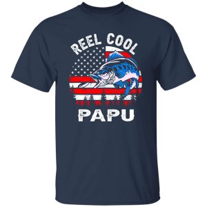 Fathers Day Us Flag Vintage Reel Cool Papu Fishing Shirt