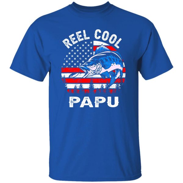 Fathers Day Us Flag Vintage Reel Cool Papu Fishing Shirt