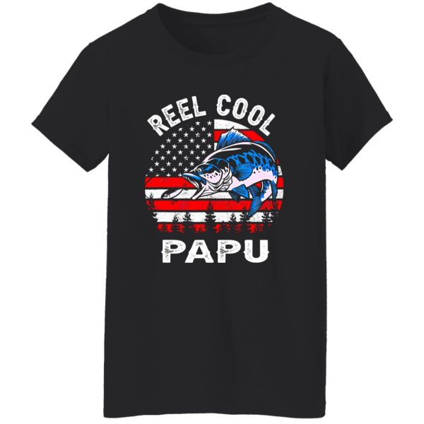 Fathers Day Us Flag Vintage Reel Cool Papu Fishing Shirt