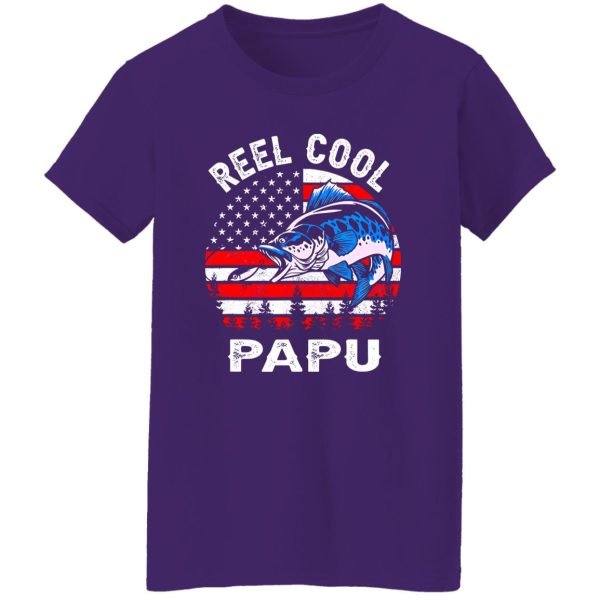 Fathers Day Us Flag Vintage Reel Cool Papu Fishing Shirt