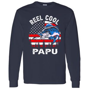 Fathers Day Us Flag Vintage Reel Cool Papu Fishing Shirt