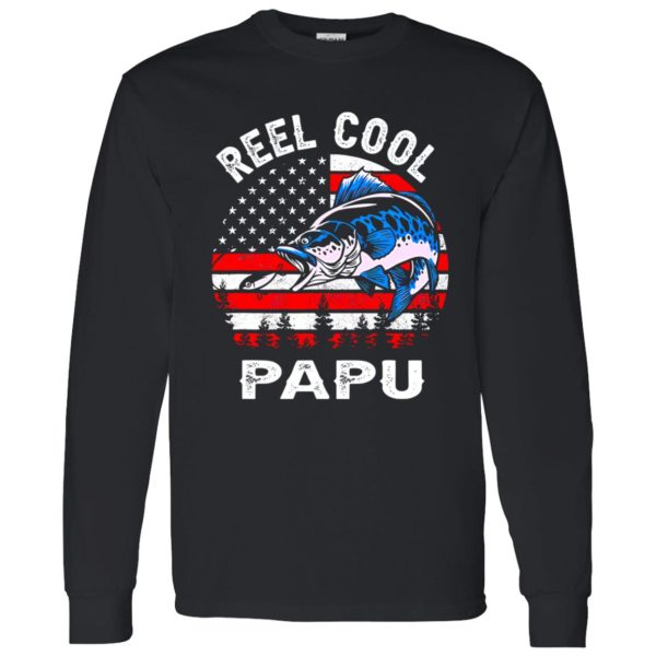 Fathers Day Us Flag Vintage Reel Cool Papu Fishing Shirt