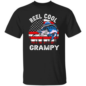 Fathers Day Us Flag Vintage Reel Cool Grampy Fishing Shirt