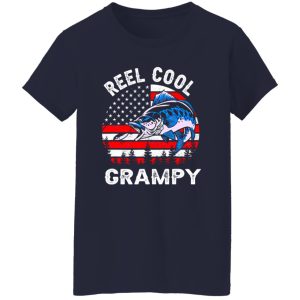 Fathers Day Us Flag Vintage Reel Cool Grampy Fishing Shirt