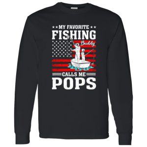 Favorite Fishing Buddy Calls Me Pops Fisherman July 4th Shirt