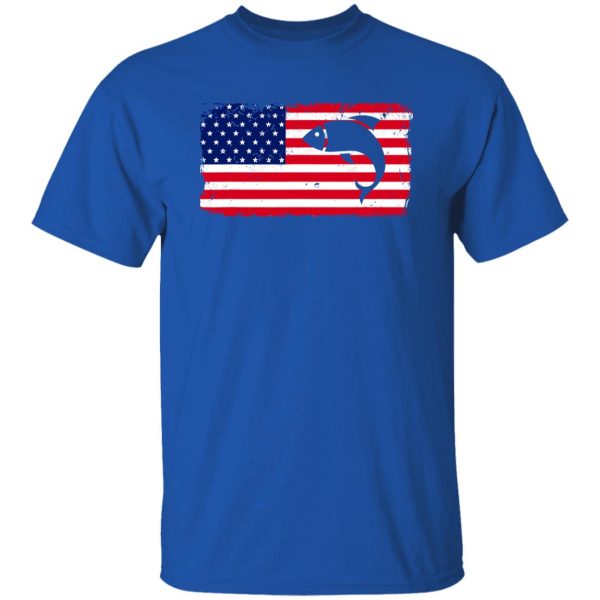 Fishing American Flag Fisherman Fish Patriotic Day 4th July Shirt