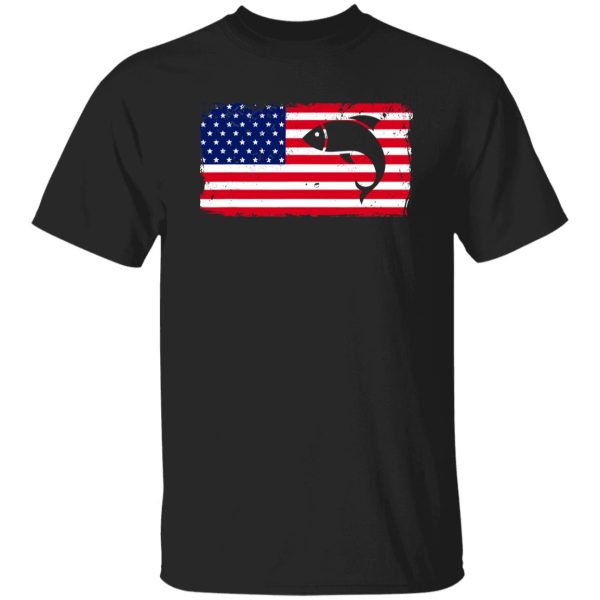 Fishing American Flag Fisherman Fish Patriotic Day 4th July Shirt