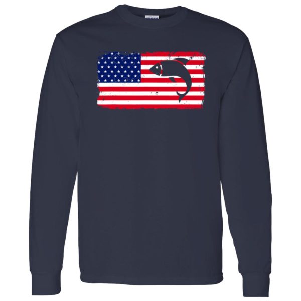 Fishing American Flag Fisherman Fish Patriotic Day 4th July Shirt