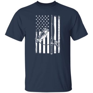 Fishing Lover Shirt, Fishing Rod With Fish American Flag Shirt