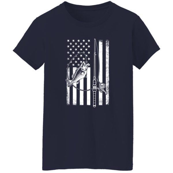 Fishing Lover Shirt, Fishing Rod With Fish American Flag Shirt