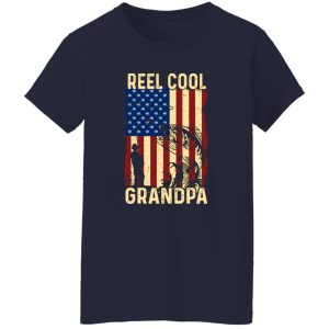 Father’s Day Fishing Reel Cool Grandpa American Flag Shirt