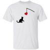 Cat Silhouette Shirt, Cat Looking At Fishing Rod With Heart for Cat Lovers Shirt