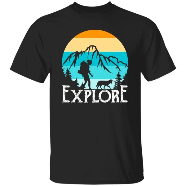 Explore Hiking Girl and Dog Mountain Digital Art for Hiking and Camping Lover Shirt