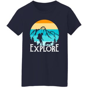 Explore Hiking Girl and Dog Mountain Digital Art for Hiking and Camping Lover Shirt