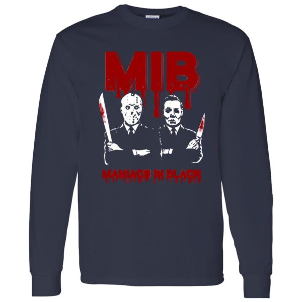 Halloween jason voorhees and freddy krueger mib maniacs in black Shirt