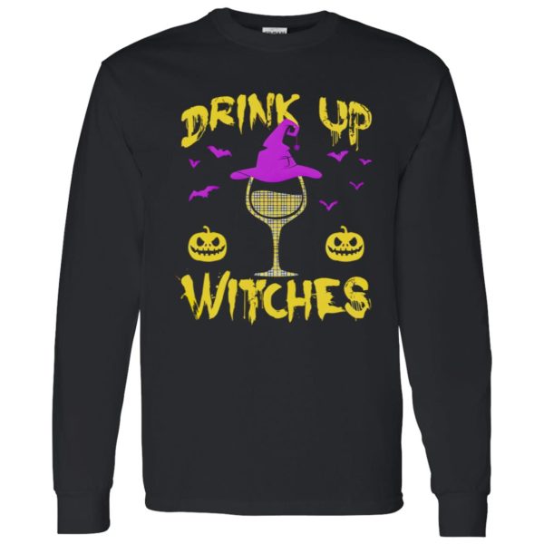 Drink Up Witches Happy Halloween Wine Drinking Women Shirt