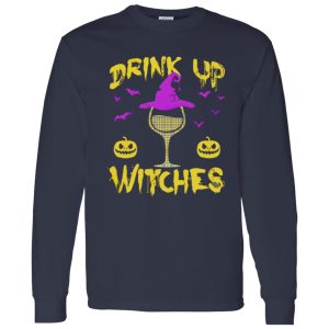 Drink Up Witches Happy Halloween Wine Drinking Women Shirt