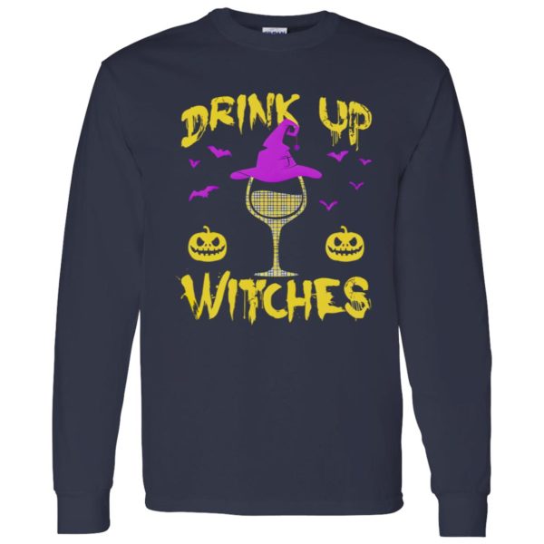 Drink Up Witches Happy Halloween Wine Drinking Women Shirt